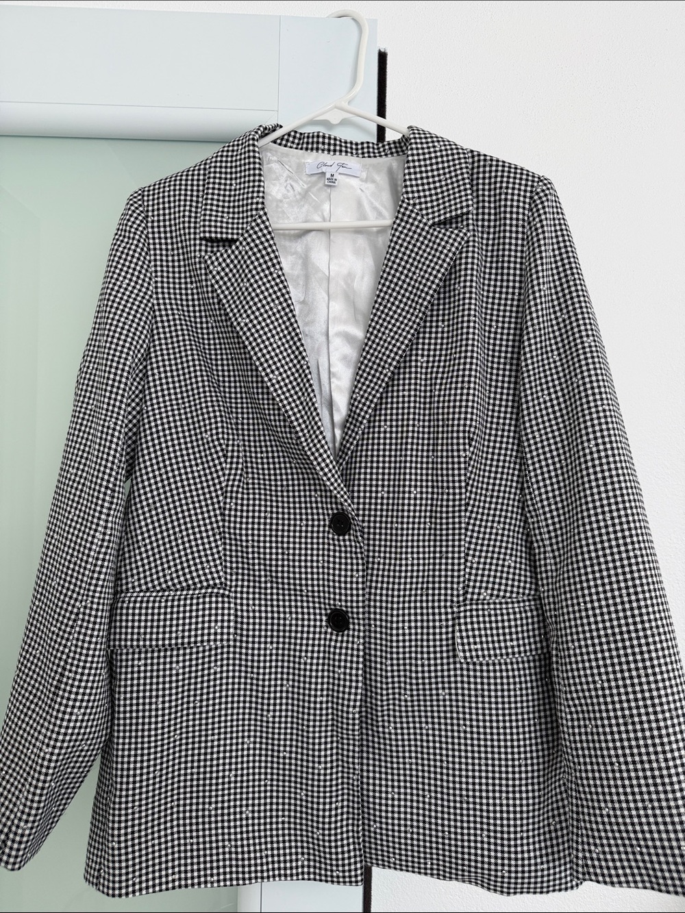 Classic Black and White Checkered Blazer